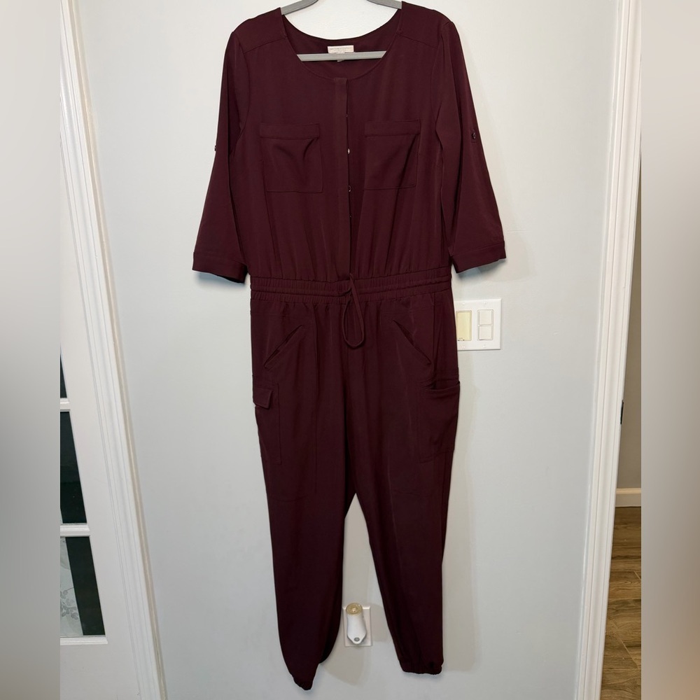 New York & Company Deep Maroon Jumpsuit - Picture 2 of 8